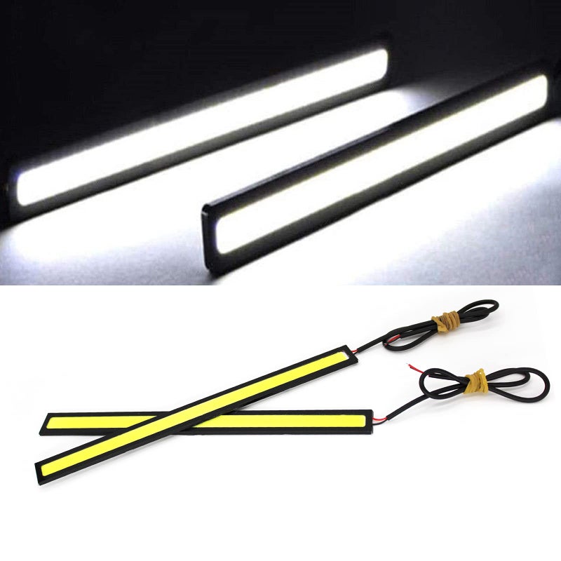 YankMooM 4Pieces Daytime Running Lights DRL Led Strip for Cars Waterproof COB Lights Truck Boat Bike Universal 17CM 12V Driving Lighting(White) - Image 5